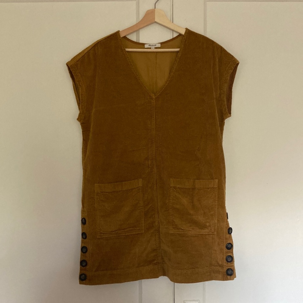 Madewell Corduroy Side-Button Shift Dress